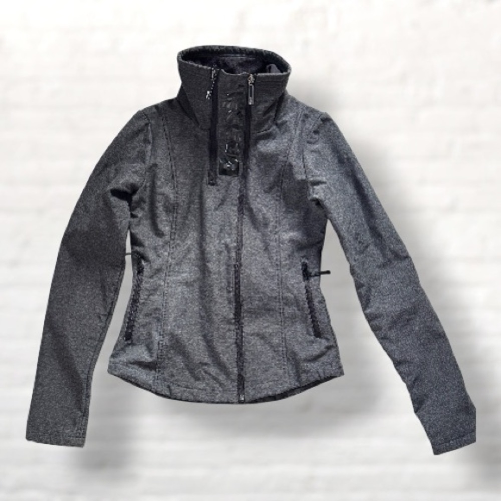 Bench Women's Dark Heather Gray Soft Shell Lightweight Zip Jacket